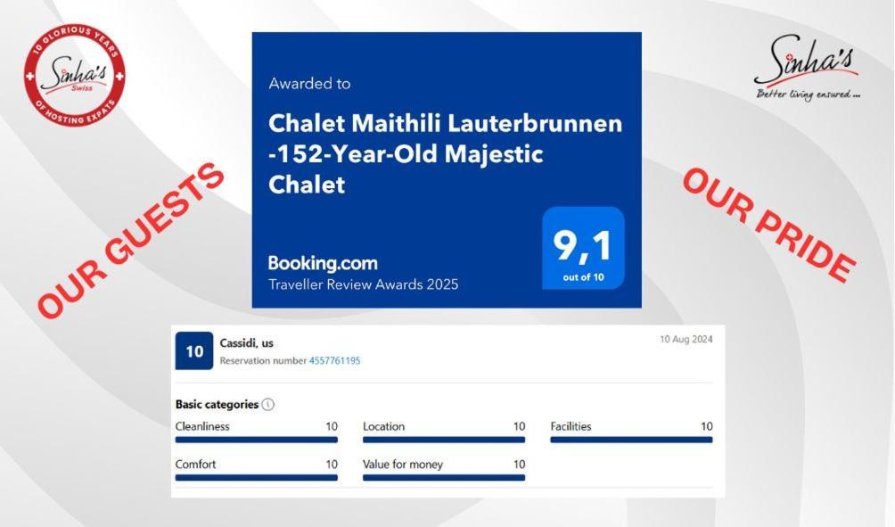 Chalet Maithili Lauterbrunnen -152-Year-Old Majestic Chalet Exteriör bild